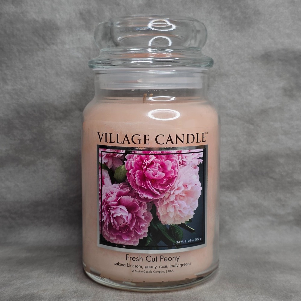 Village Candle 2 Wick Pink Peony Bouquet Scented 26 Oz Glass Jar  New